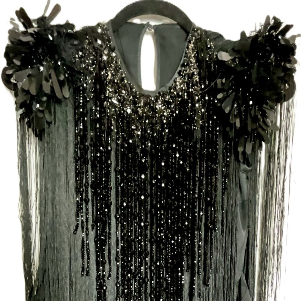 PRADA vintage black dress with the beaded necklace. Made in Italy. Size 6